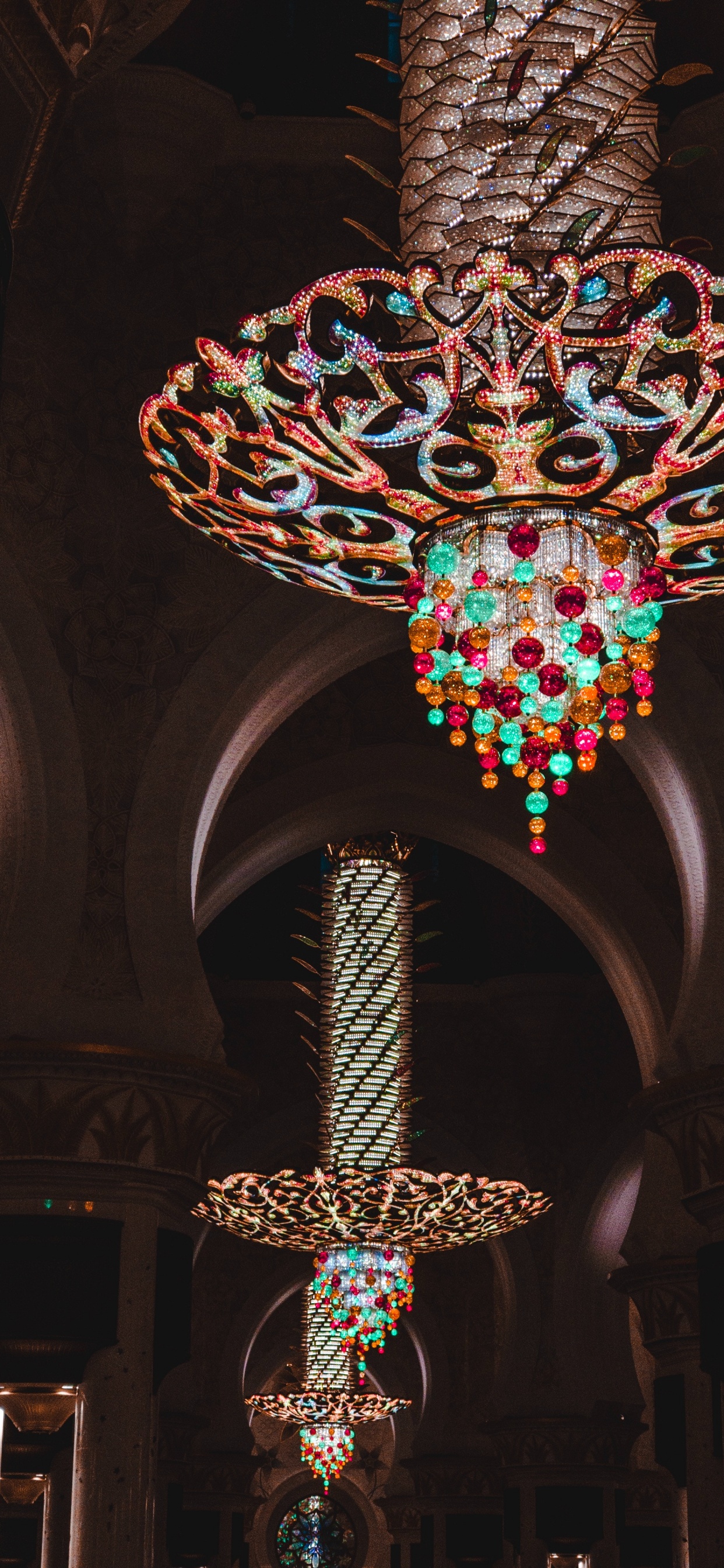 Blue and Gold Round Chandelier. Wallpaper in 1242x2688 Resolution