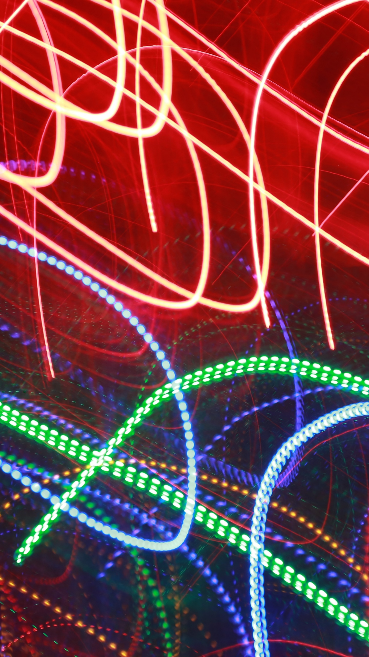 Blue and Green Light Streaks. Wallpaper in 1440x2560 Resolution