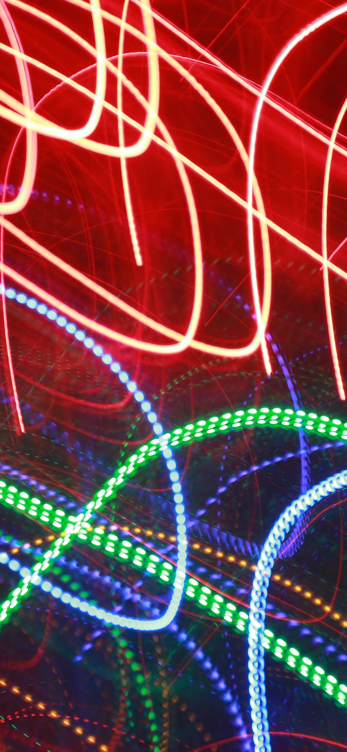 Rayas de Luz Azul y Verde. Wallpaper in 1125x2436 Resolution