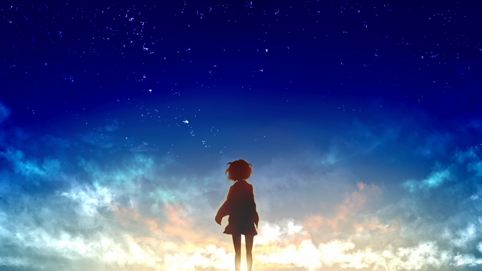 Silhouette D'homme Sous Ciel Bleu. Wallpaper in 1920x1080 Resolution