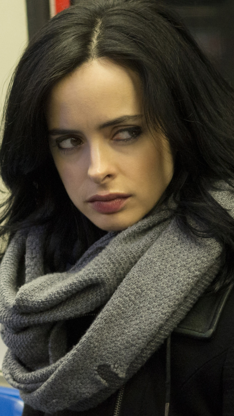 Woman in Gray Scarf and Black Jacket. Wallpaper in 750x1334 Resolution