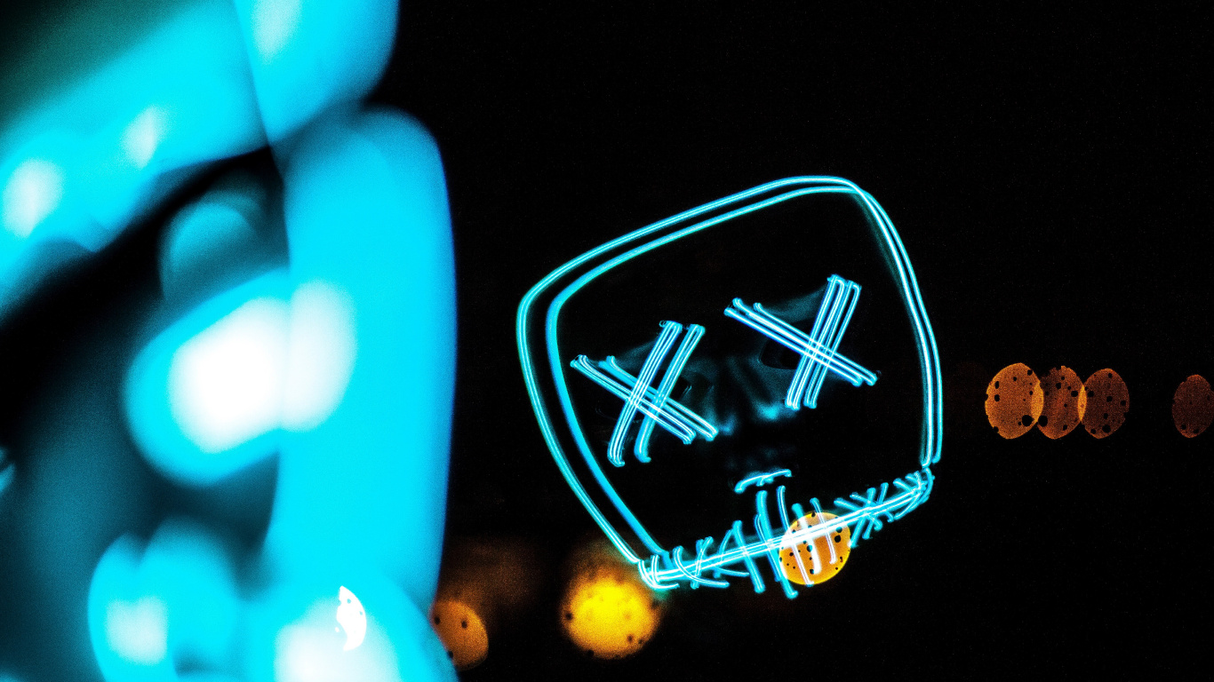 Blau, Licht, Türkis, Neon, Finger. Wallpaper in 1366x768 Resolution