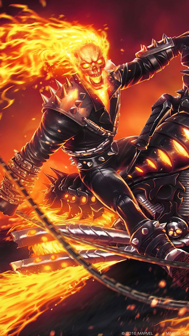 Ghost Rider, Marvel Comics, Columbia Pictures, Marvel Contest of Champions, Art. Wallpaper in 720x1280 Resolution