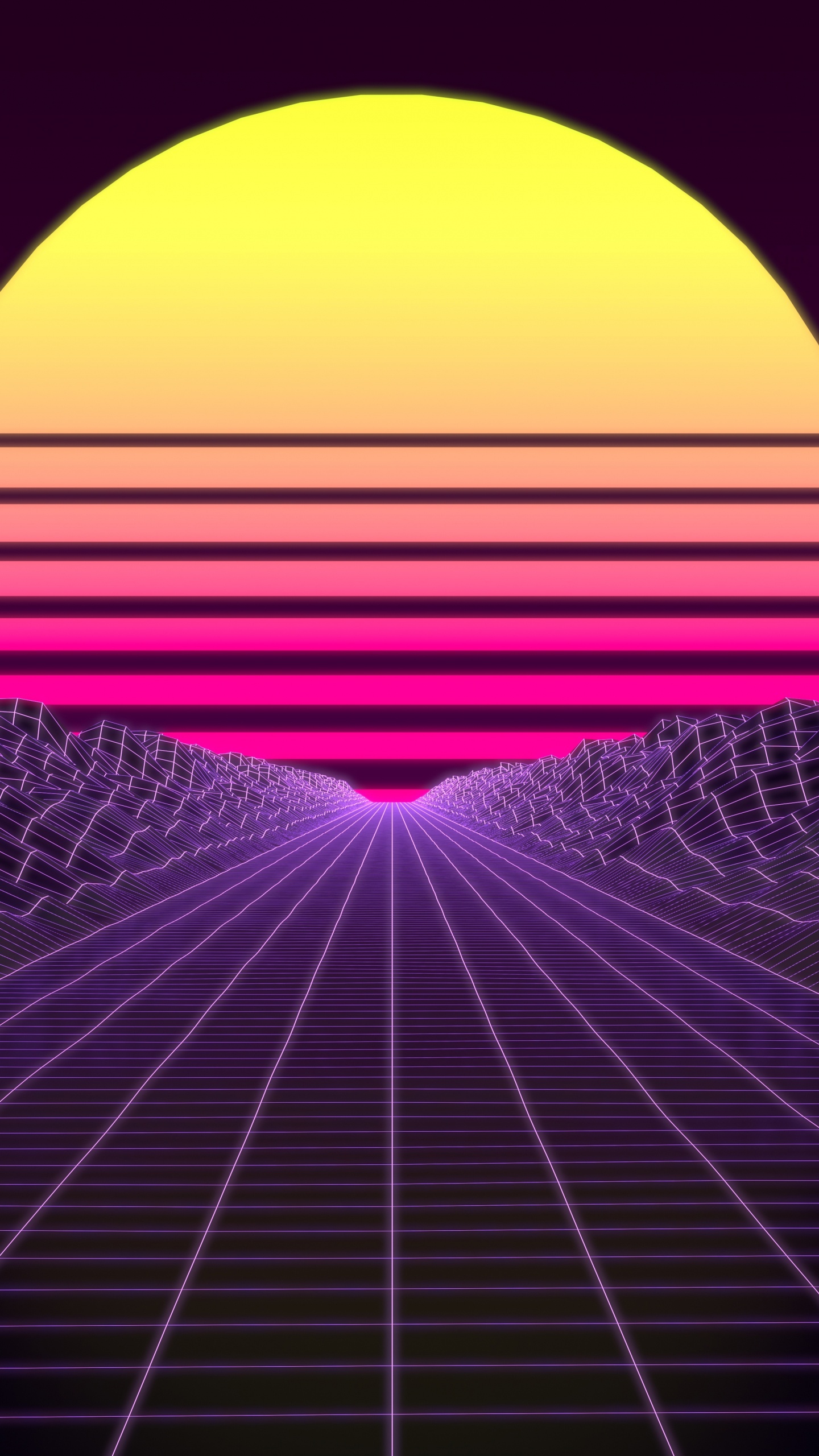 Synthwave, 紫色的, 紫罗兰色, 光, 品红色 壁纸 1440x2560 允许