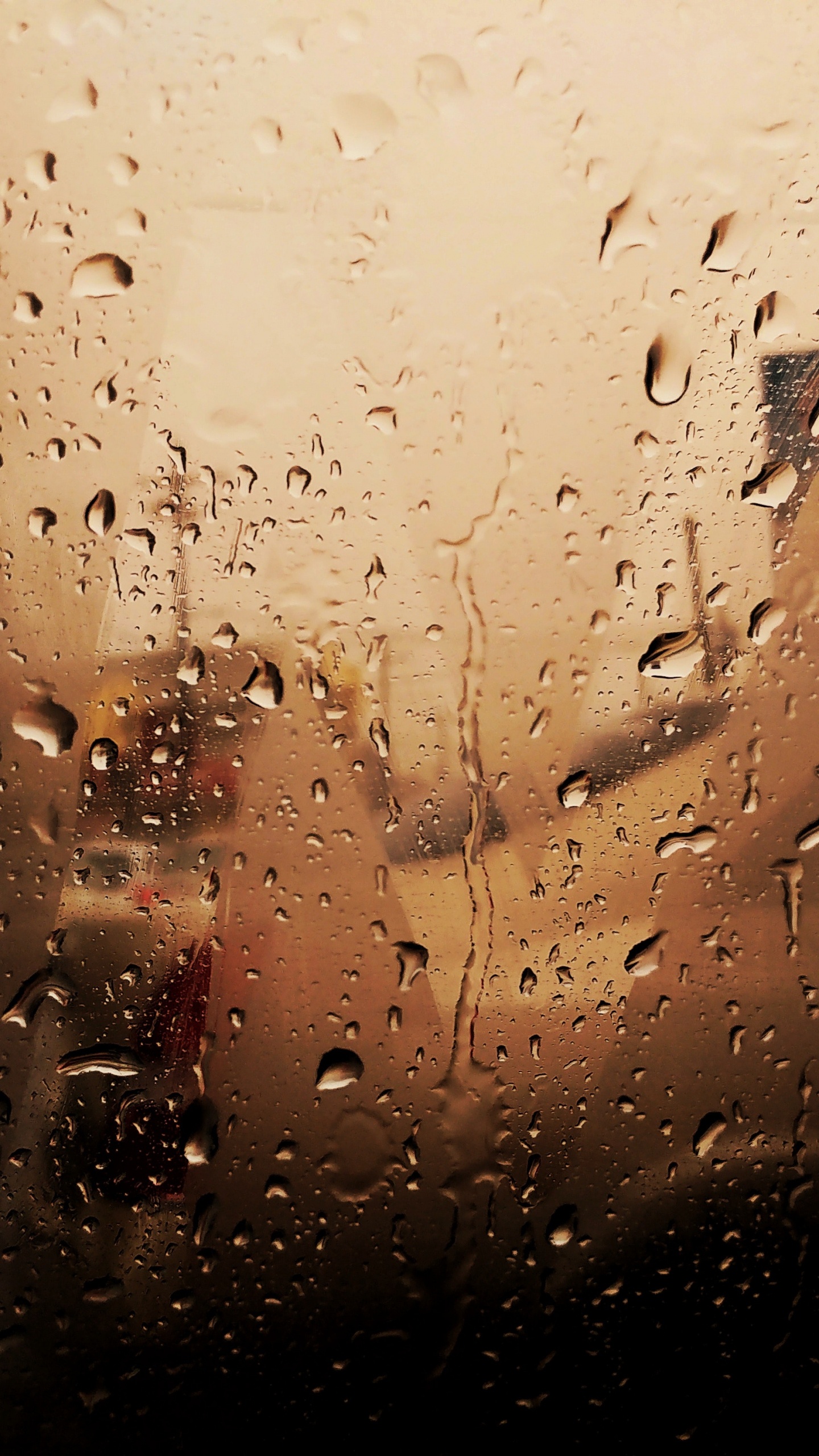 Water Droplets on Glass Window. Wallpaper in 1440x2560 Resolution