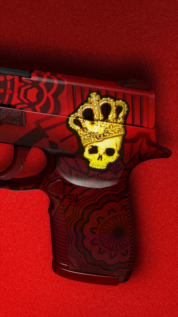 Pistola Semiautomática Roja y Negra. Wallpaper in 720x1280 Resolution