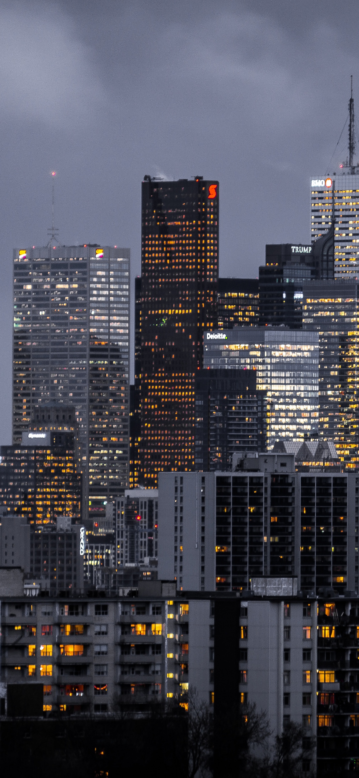 Skyline Der Stadt Bei Nacht Night. Wallpaper in 1242x2688 Resolution