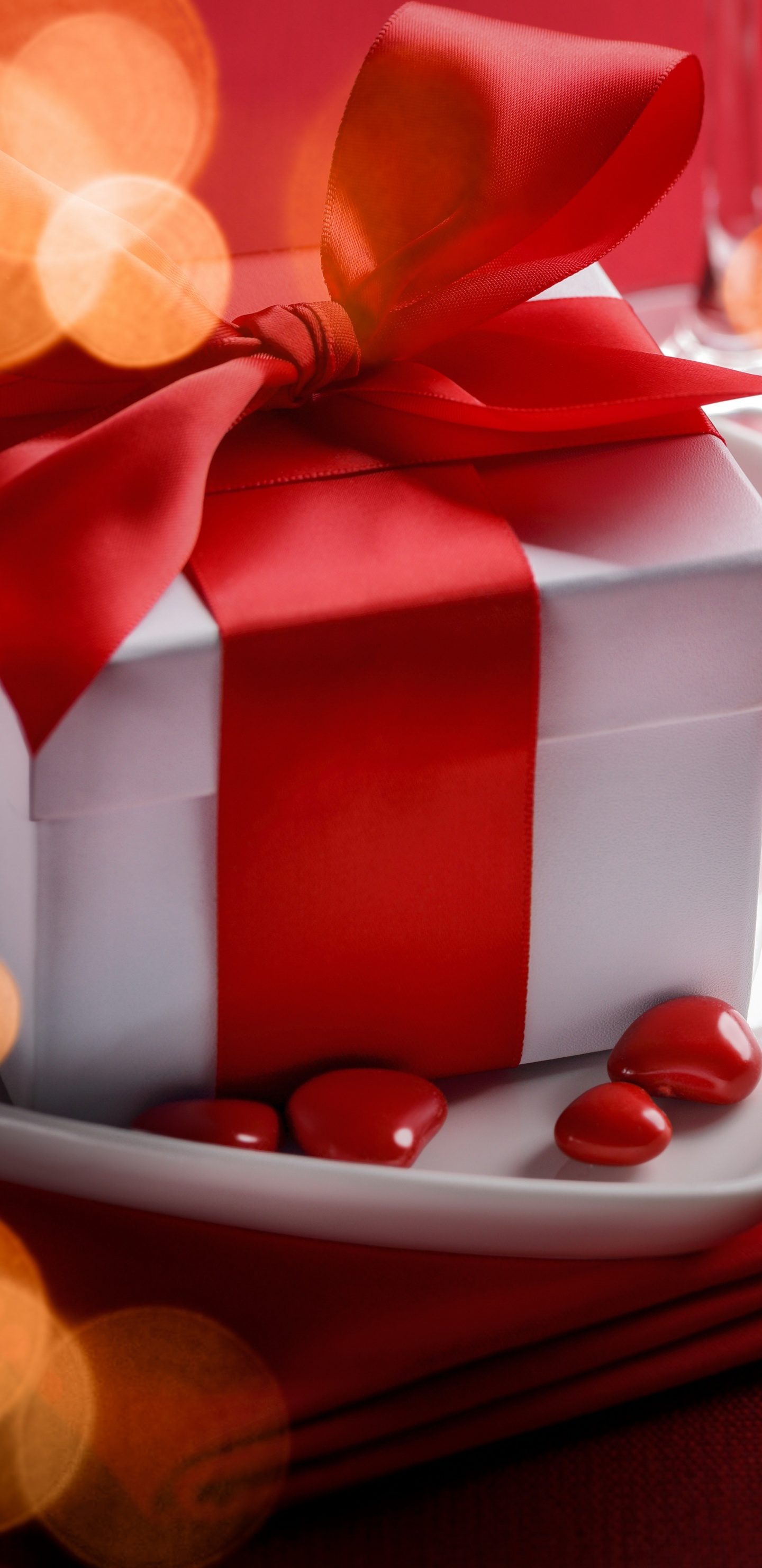 el Día de San Valentín, Regalo, Coraz, Rojo, Cinta. Wallpaper in 1440x2960 Resolution
