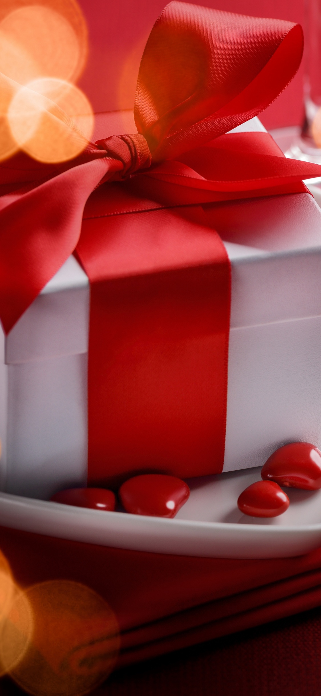 Valentines Day, Gift, Heart, Red, Ribbon. Wallpaper in 1125x2436 Resolution