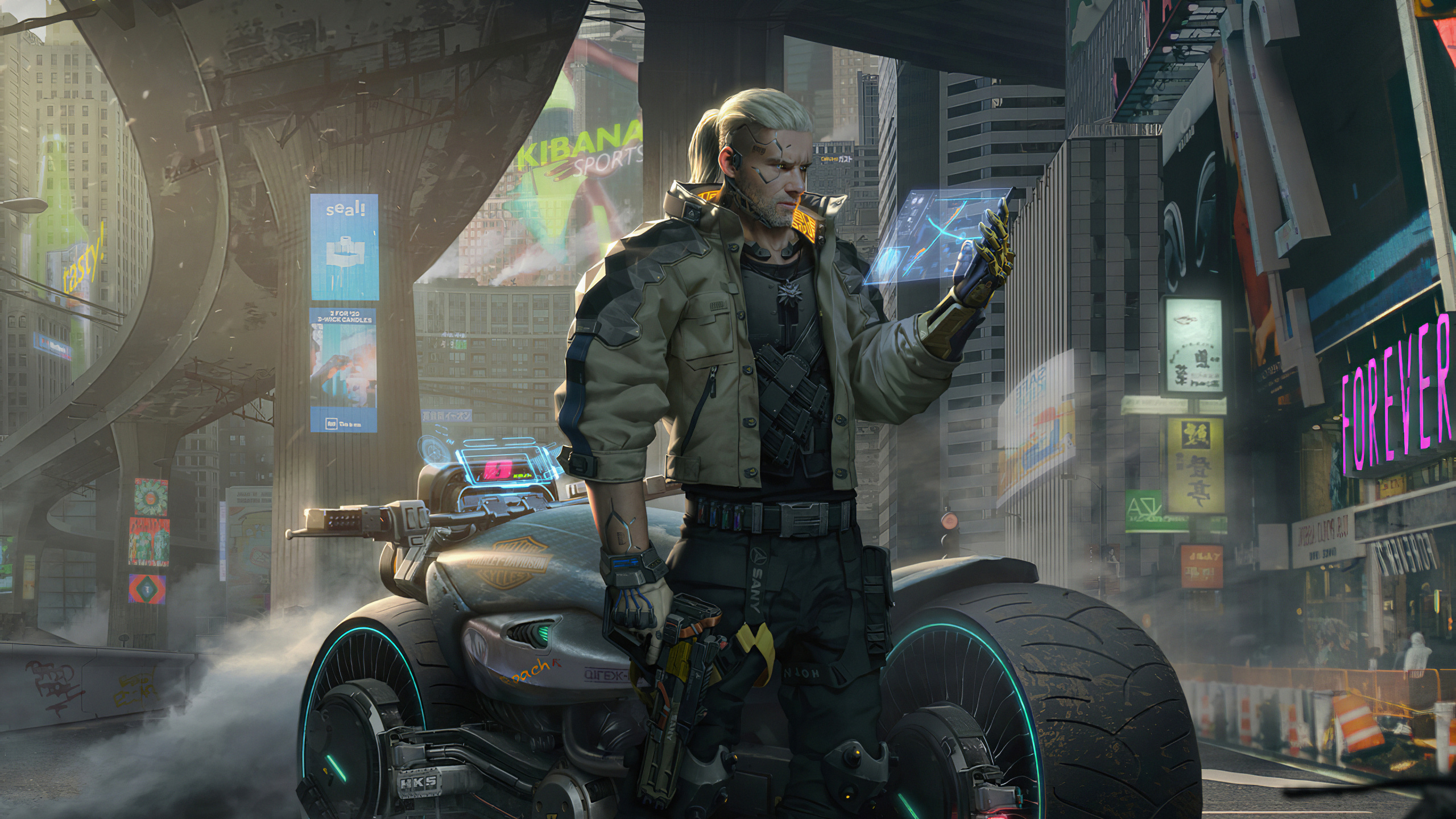 Cyberpunk 2077, Geralt de Rivia, Witcher, cd Projekt, Jeu Pc. Wallpaper in 2560x1440 Resolution