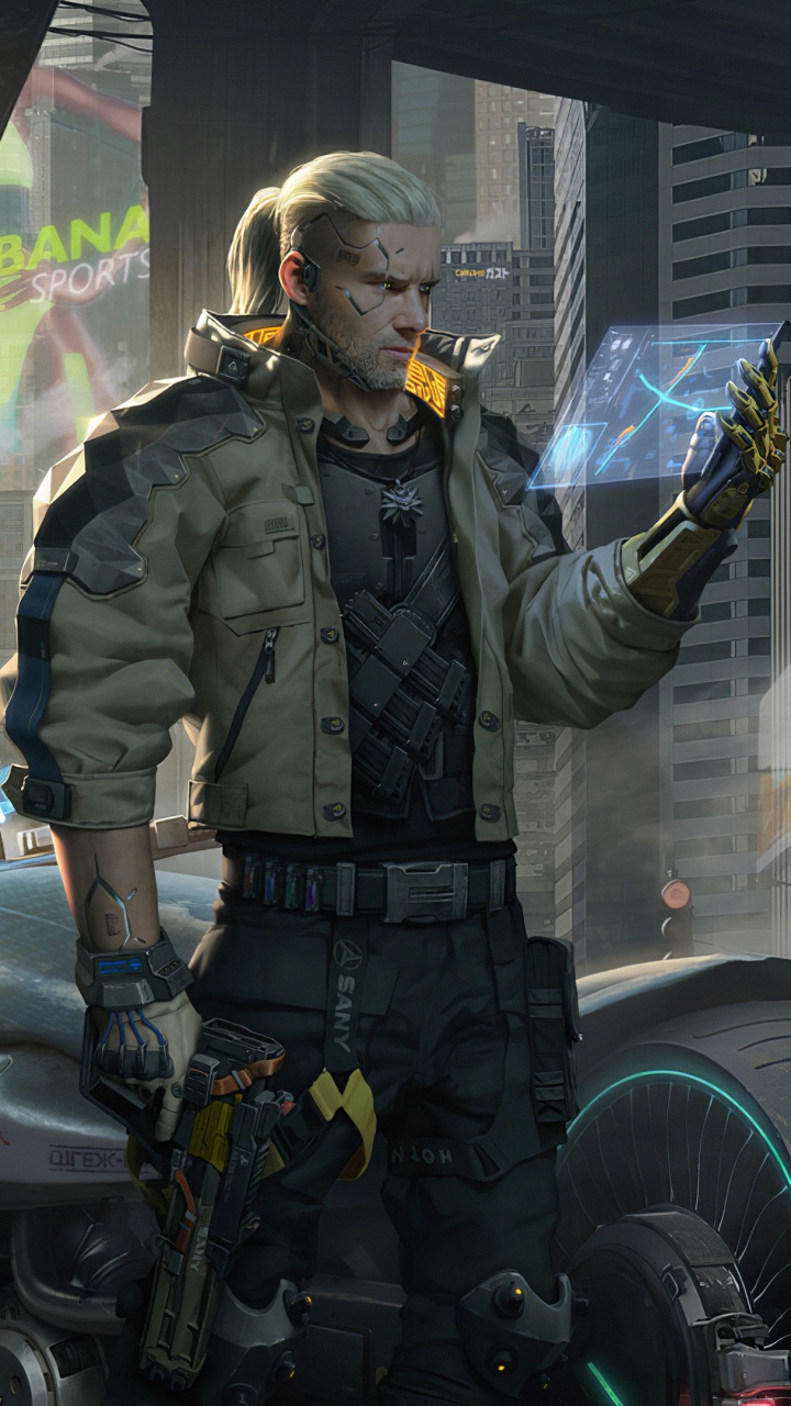 Cyberpunk 2077, Geralt Von Riva, The Witcher, cd Projekt, Pc-Spiel. Wallpaper in 720x1280 Resolution