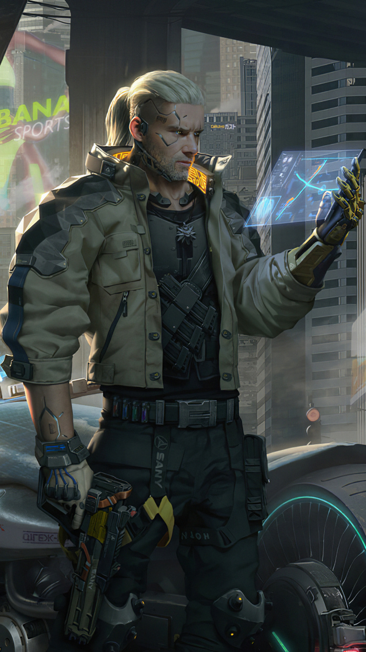 Cyberpunk 2077, Geralt Von Riva, The Witcher, cd Projekt, Pc-Spiel. Wallpaper in 750x1334 Resolution