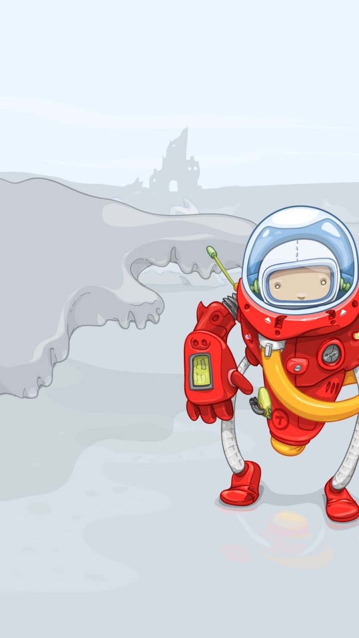 Red Robot With White Clouds Background. Wallpaper in 720x1280 Resolution