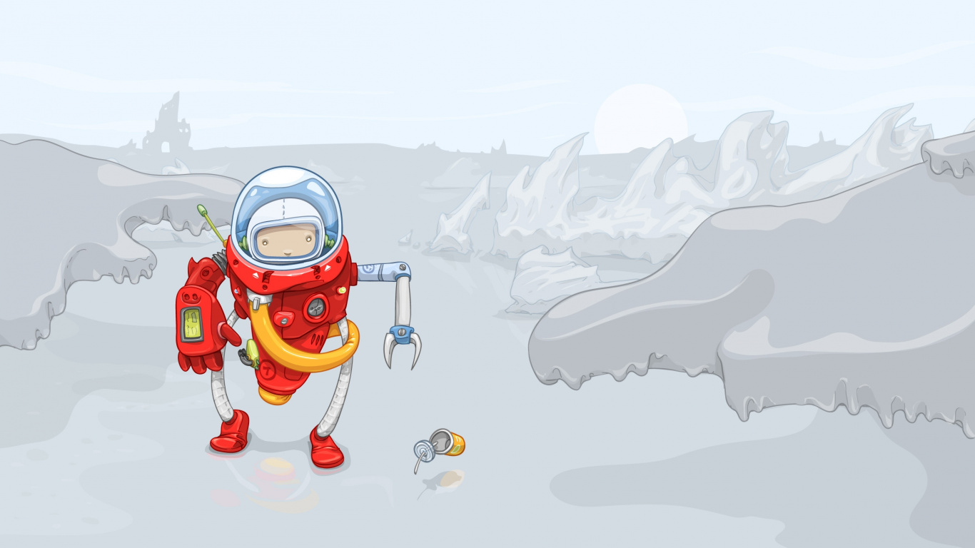 Robot Rouge Avec Fond de Nuages Blancs. Wallpaper in 1366x768 Resolution