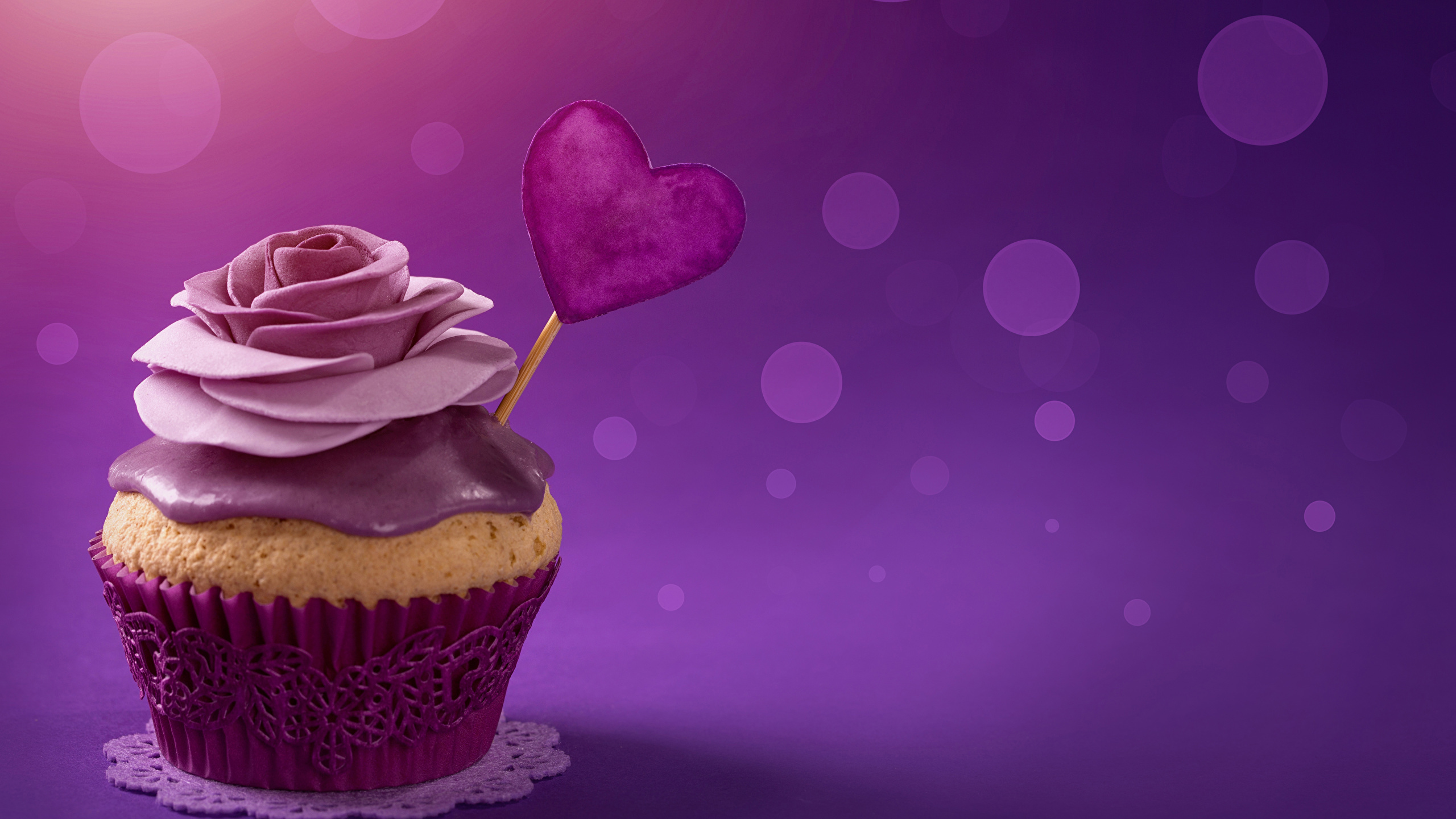 Cupcake, Gâteau, Purple, Douceur, Cerise. Wallpaper in 2560x1440 Resolution