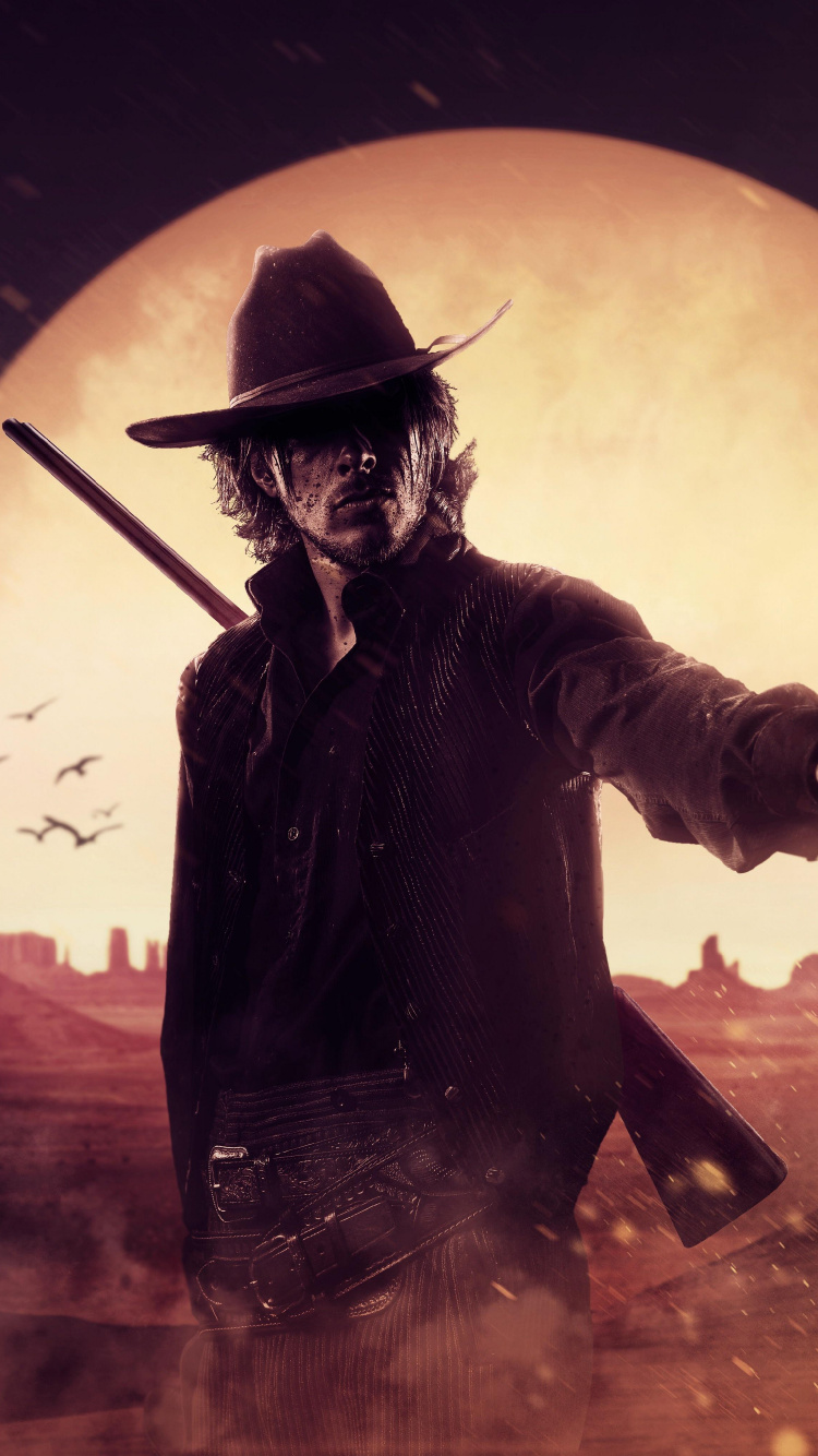 Red Dead Redemption 2, Red Dead Redemption, Ilustración, Pistolero, Espacio. Wallpaper in 750x1334 Resolution