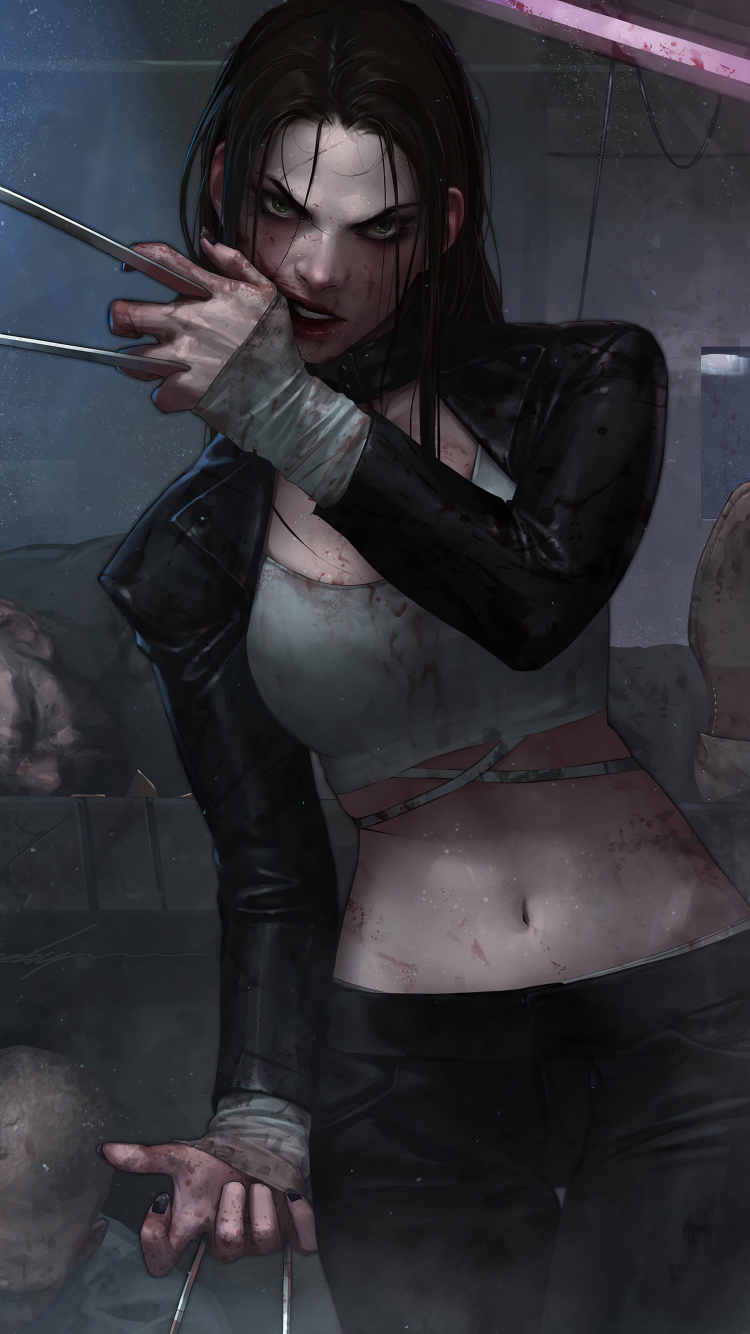 Jeehyung Lee x 23, X-Men: L'Affrontement Final, X-23, Psylocke, Marvel Comics. Wallpaper in 750x1334 Resolution