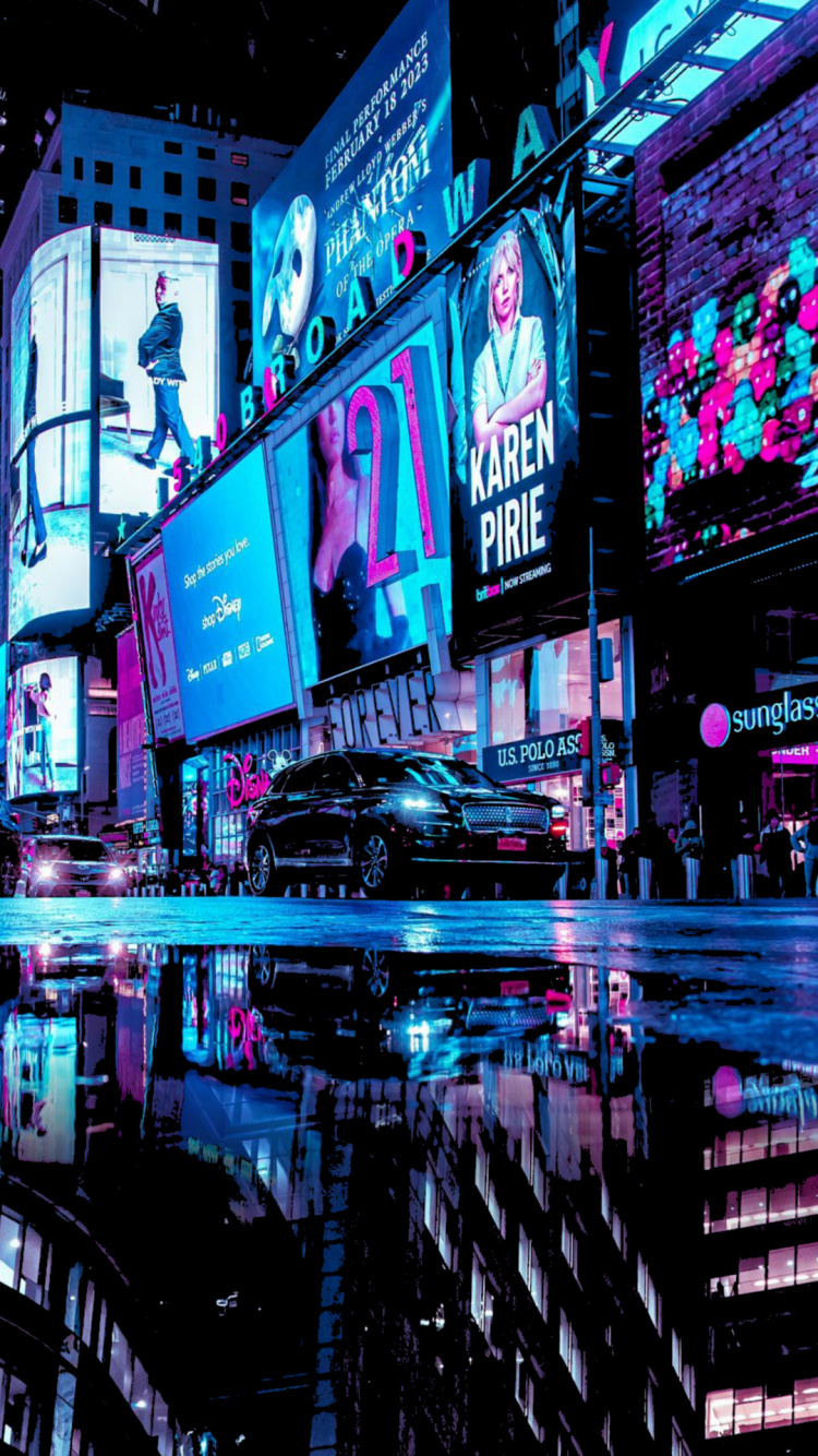 Billboard, Times Square, One Piece, Entertainment, Magenta. Wallpaper in 750x1334 Resolution
