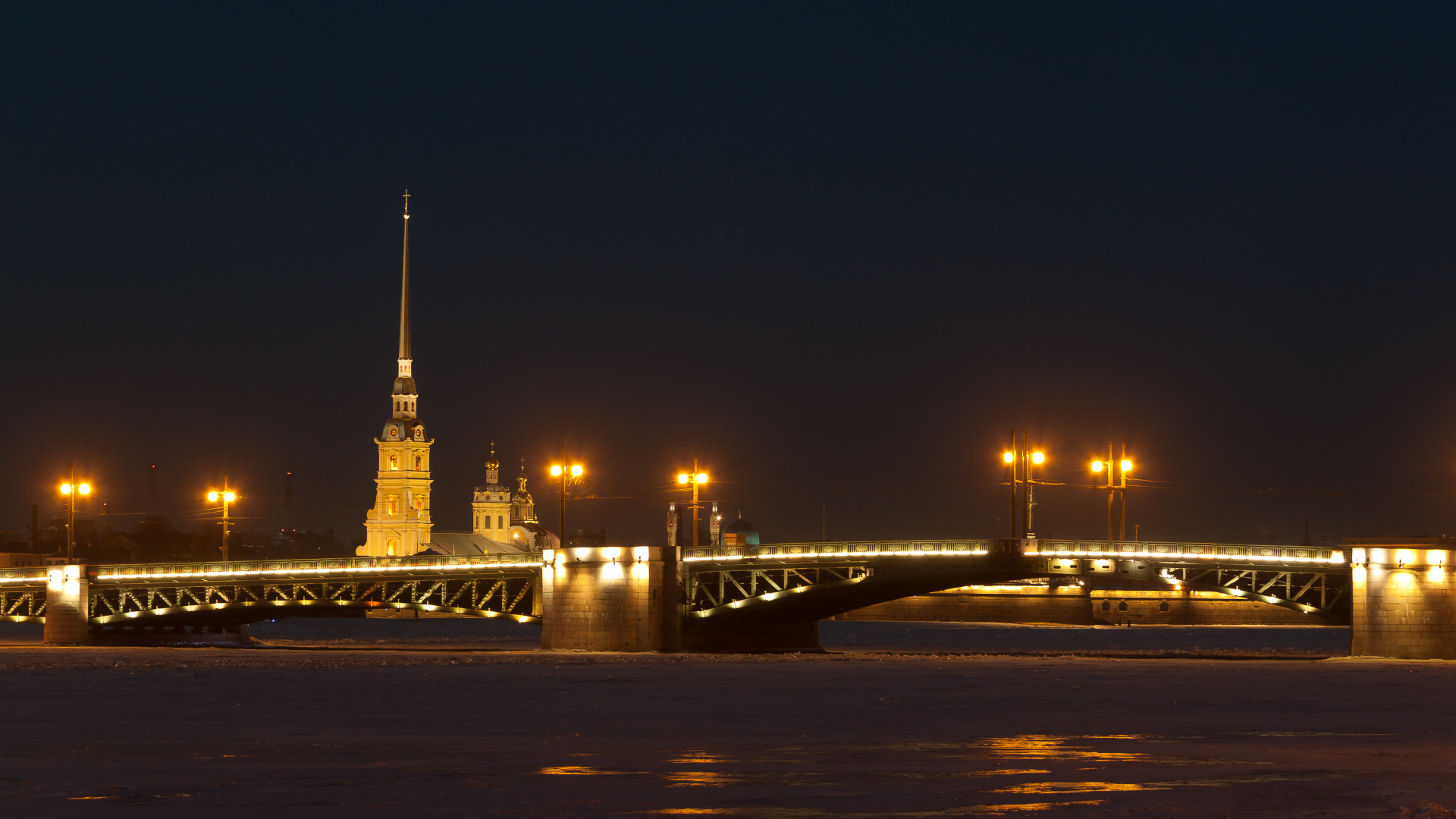 Lighted Bridge During Night Time. Wallpaper in 1920x1080 Resolution