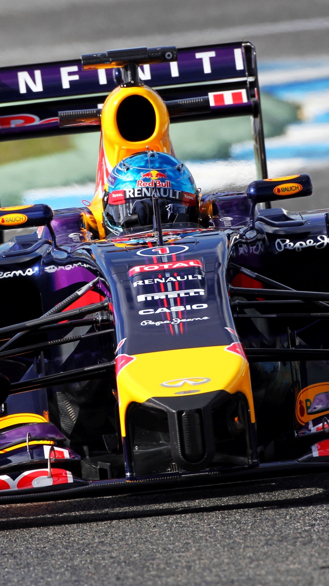 Yellow and Black f 1 Race Car on Track. Wallpaper in 1080x1920 Resolution