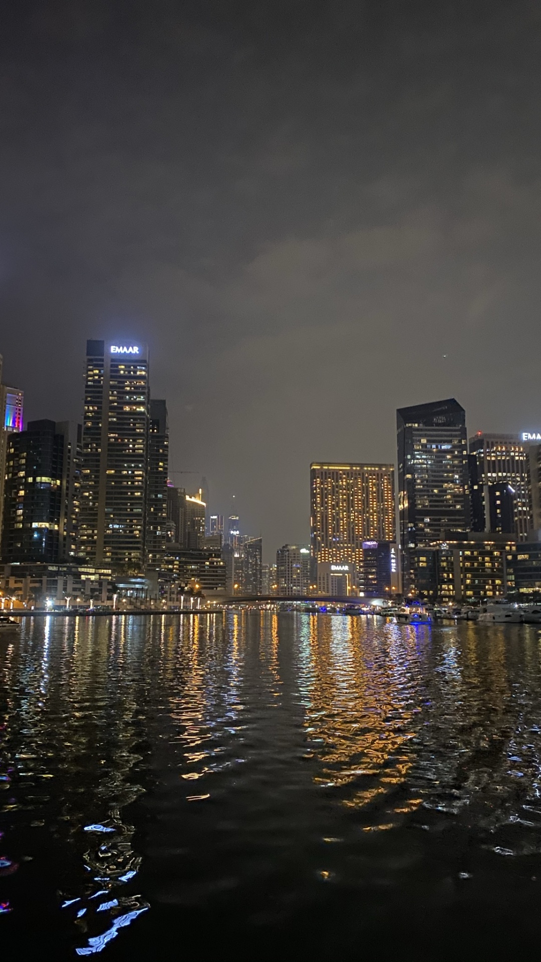 Dubai, Cityscape, Tower Block, Night, Reflection. Wallpaper in 1080x1920 Resolution