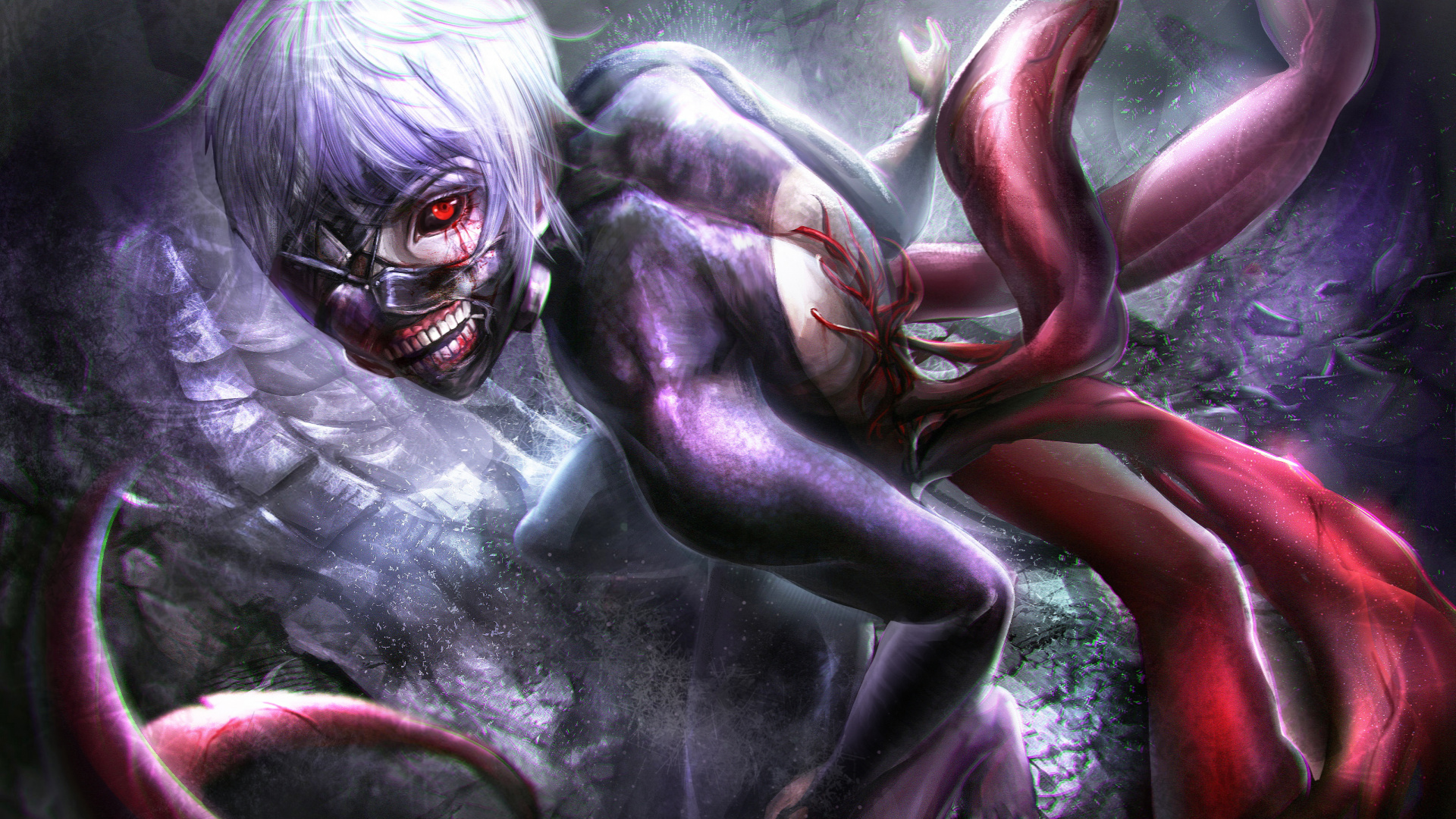 Mujer Vestida de Negro Con Cabello Blanco y Pintura de Máscara de Ojos Negros. Wallpaper in 1920x1080 Resolution