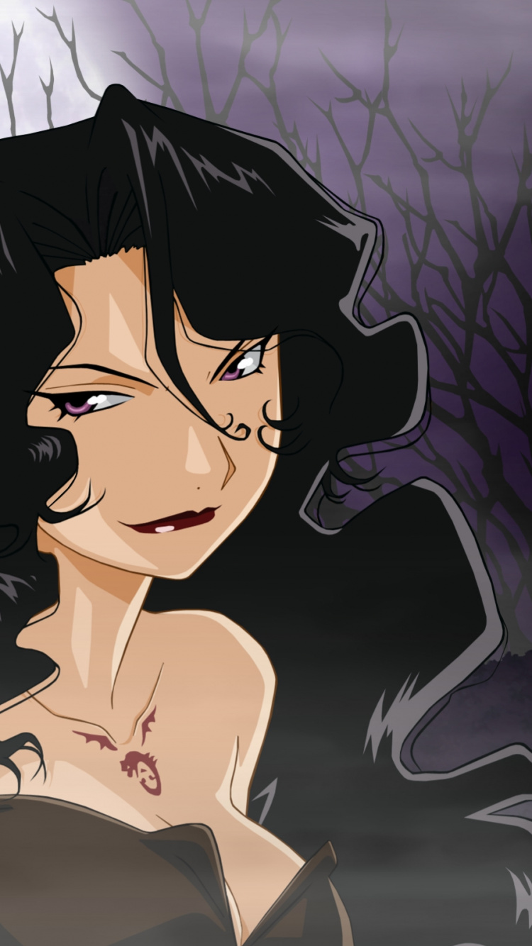 Mujer en Vestido Negro Personaje de Anime. Wallpaper in 750x1334 Resolution