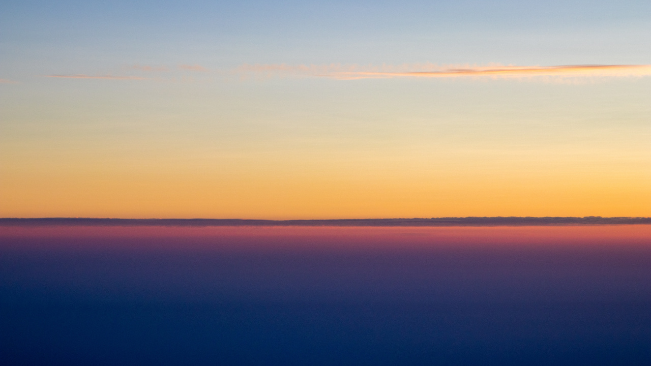 Horizon, Sunset, Blue, Sea, Water. Wallpaper in 1280x720 Resolution