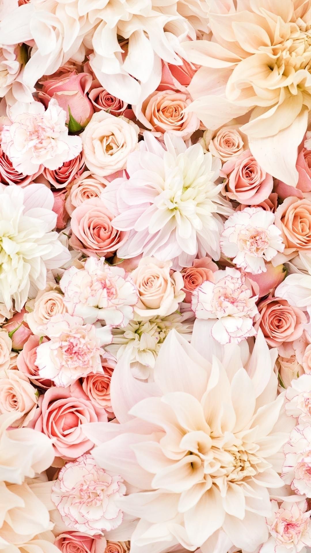 Bouquet de Fleurs Roses et Blanches. Wallpaper in 1080x1920 Resolution