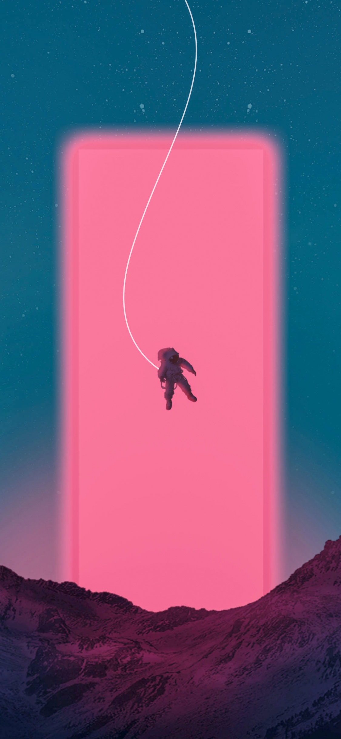 White Cable Wire Over Pink Macbook. Wallpaper in 1125x2436 Resolution