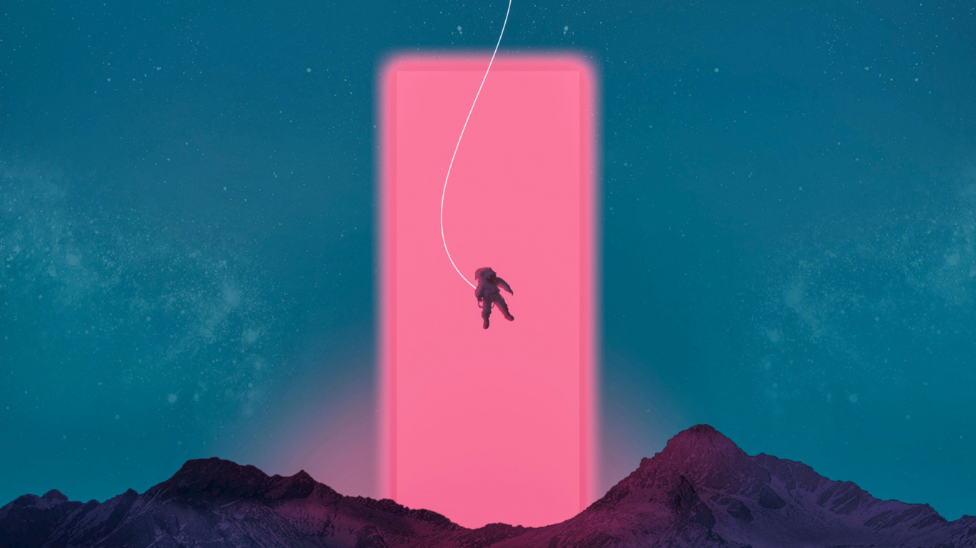 White Cable Wire Over Pink Macbook. Wallpaper in 1366x768 Resolution