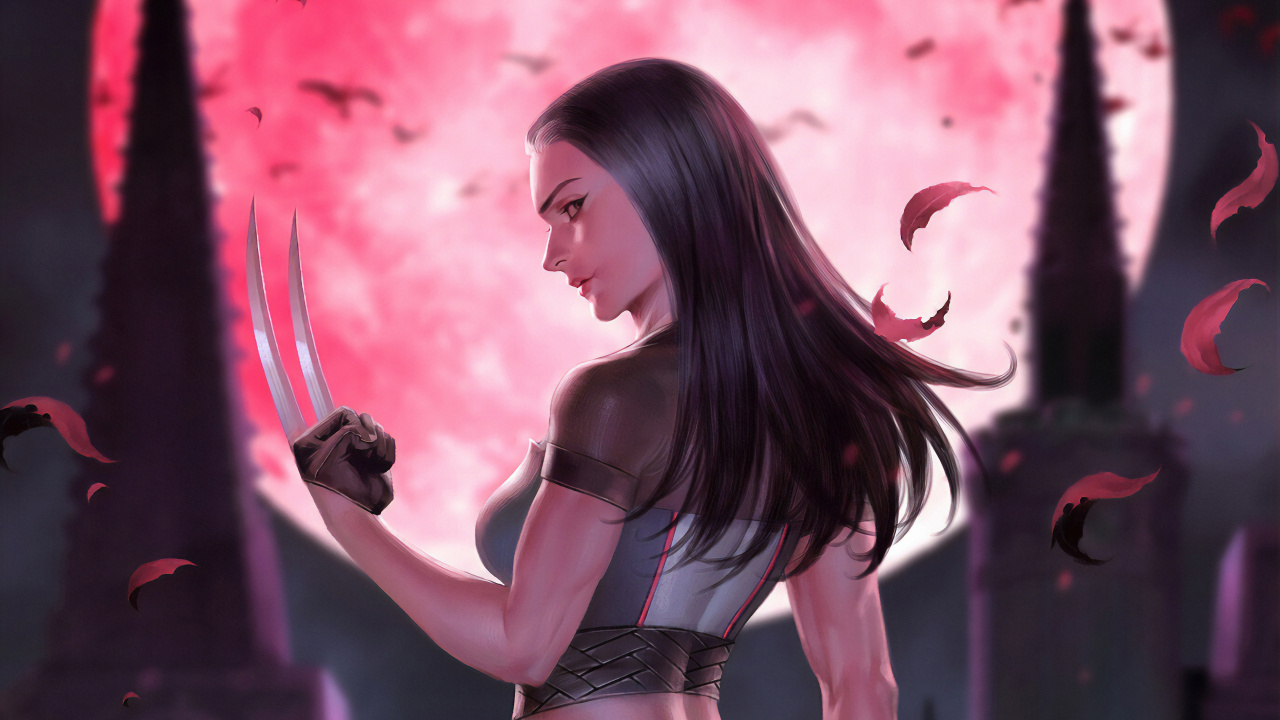 X-23, 惊奇漫画, 粉红色, 红色的, 长长的头发 壁纸 1280x720 允许