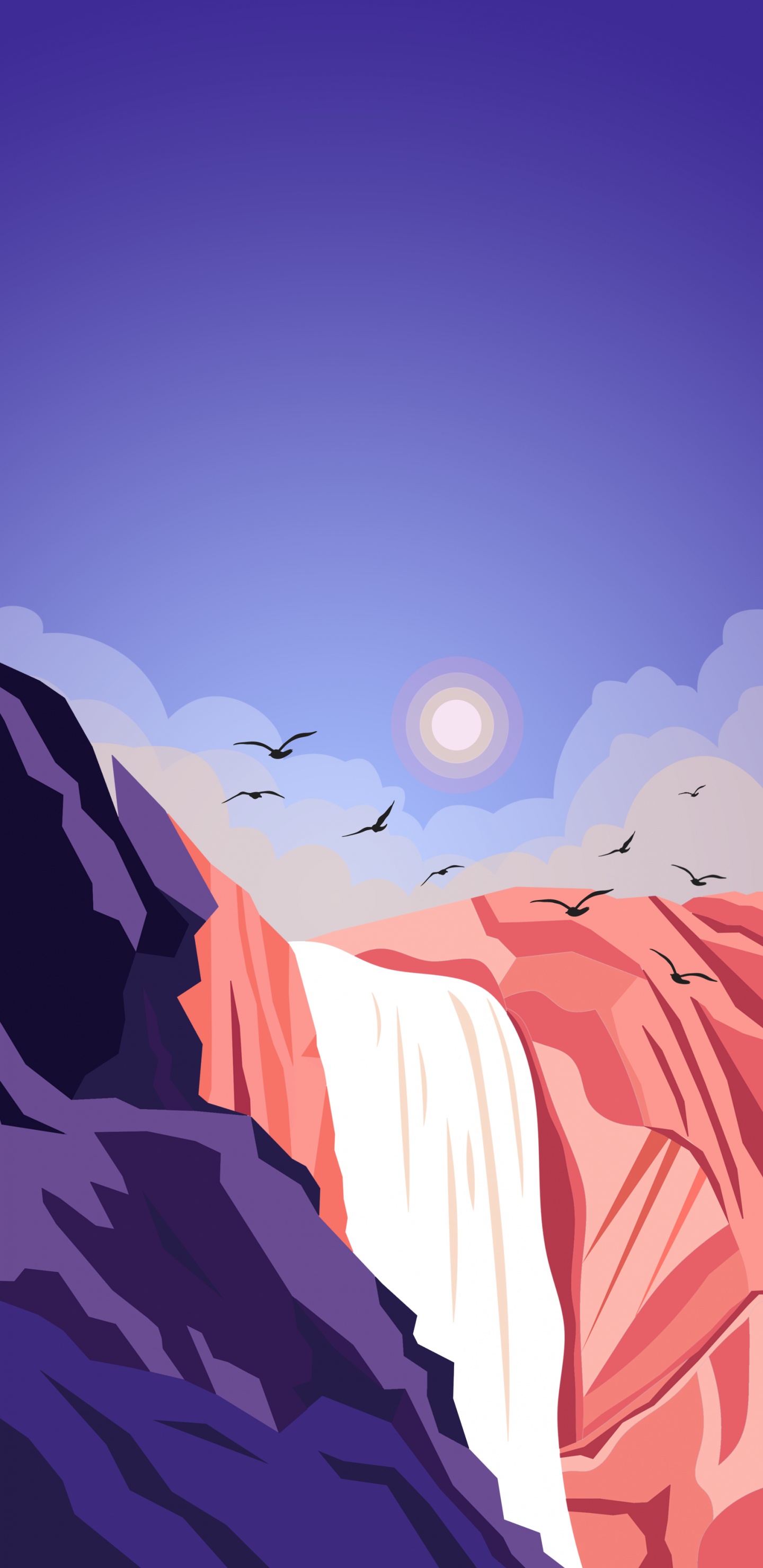 Ártico, Arte, Pintura, Paisaje Natural, Magenta. Wallpaper in 1440x2960 Resolution