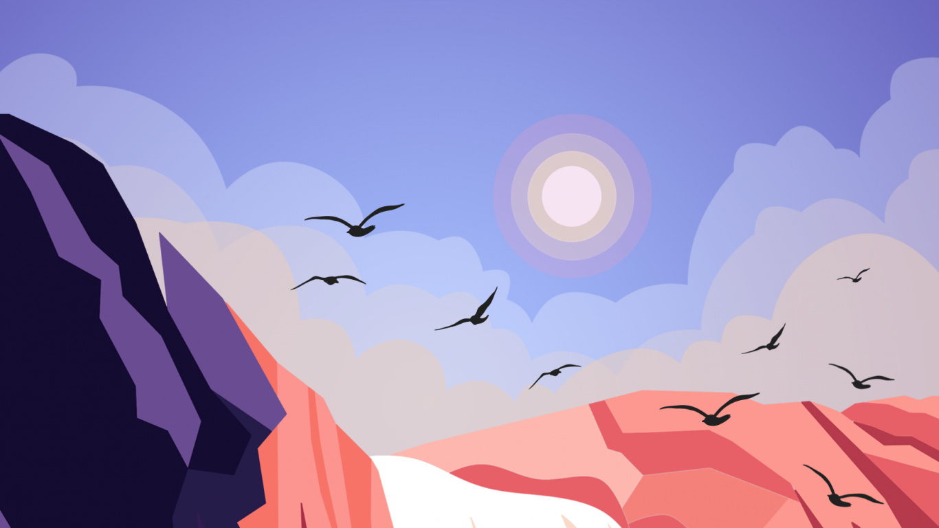 de L'arctique, Art, Peinture, Paysage Naturel, Magenta. Wallpaper in 1366x768 Resolution