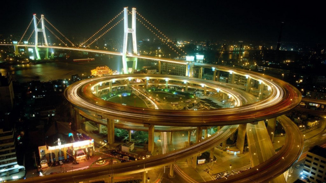 Fotografía de Lapso de Tiempo de Automóviles en la Carretera Durante la Noche. Wallpaper in 1366x768 Resolution