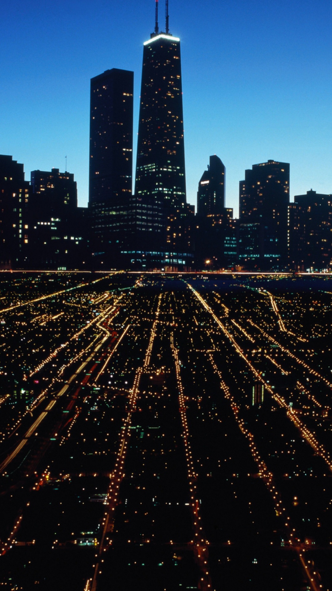 Skyline Der Stadt Bei Nacht Night. Wallpaper in 1080x1920 Resolution