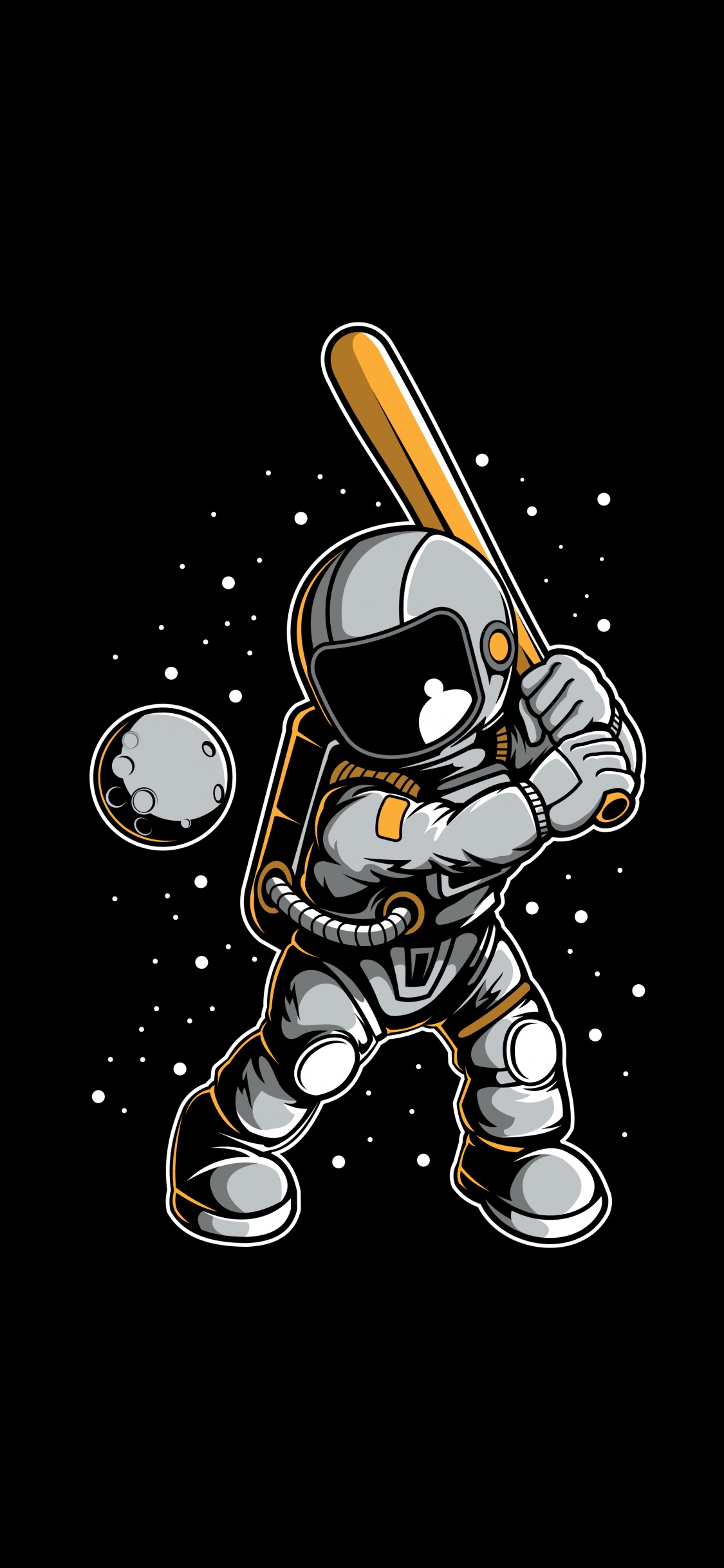 Béisbol de Astronauta de Dibujos Animados, Béisbol, Caricatura, Dibujo, Arte. Wallpaper in 1125x2436 Resolution