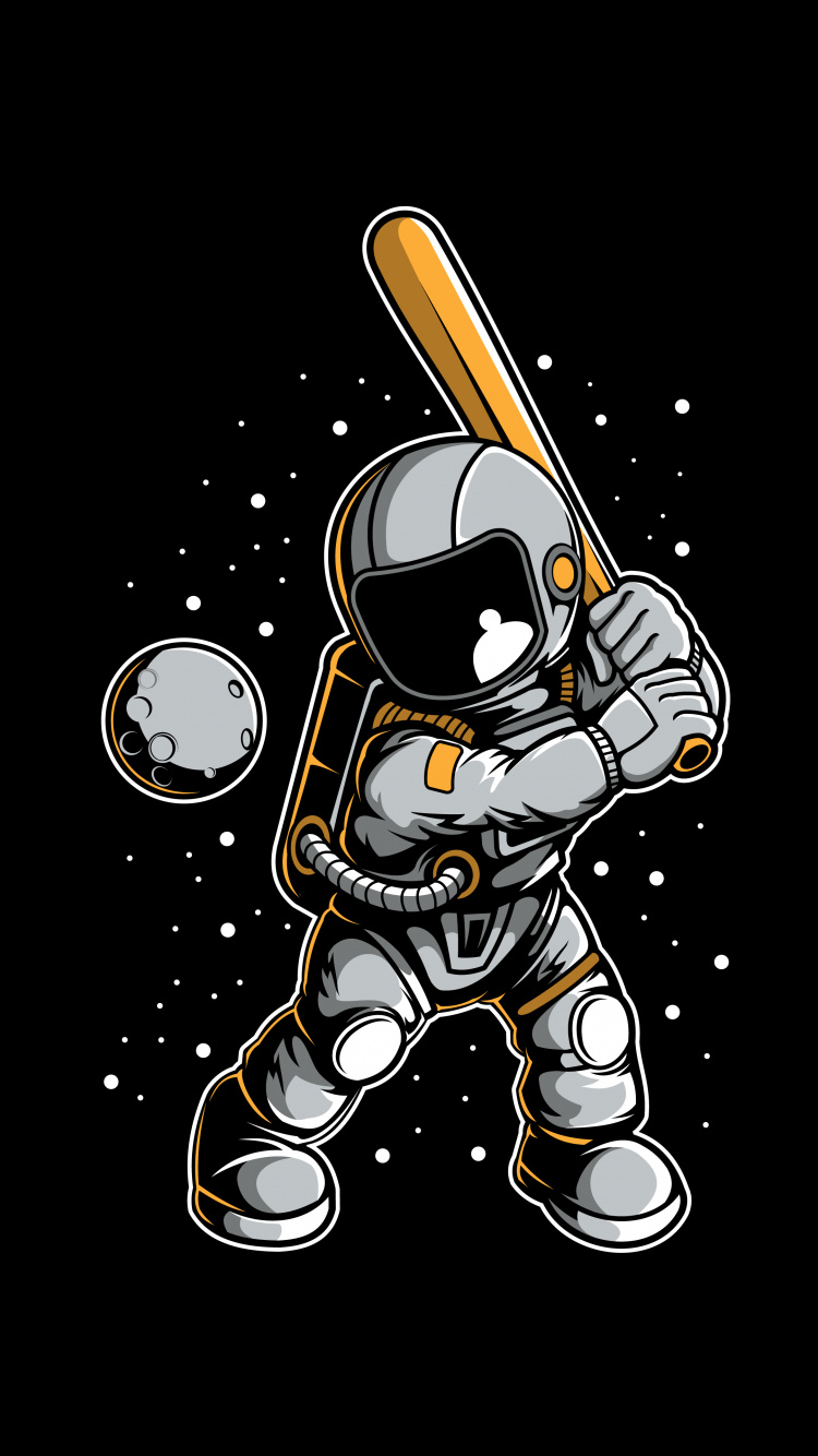 Béisbol de Astronauta de Dibujos Animados, Béisbol, Caricatura, Dibujo, Arte. Wallpaper in 750x1334 Resolution