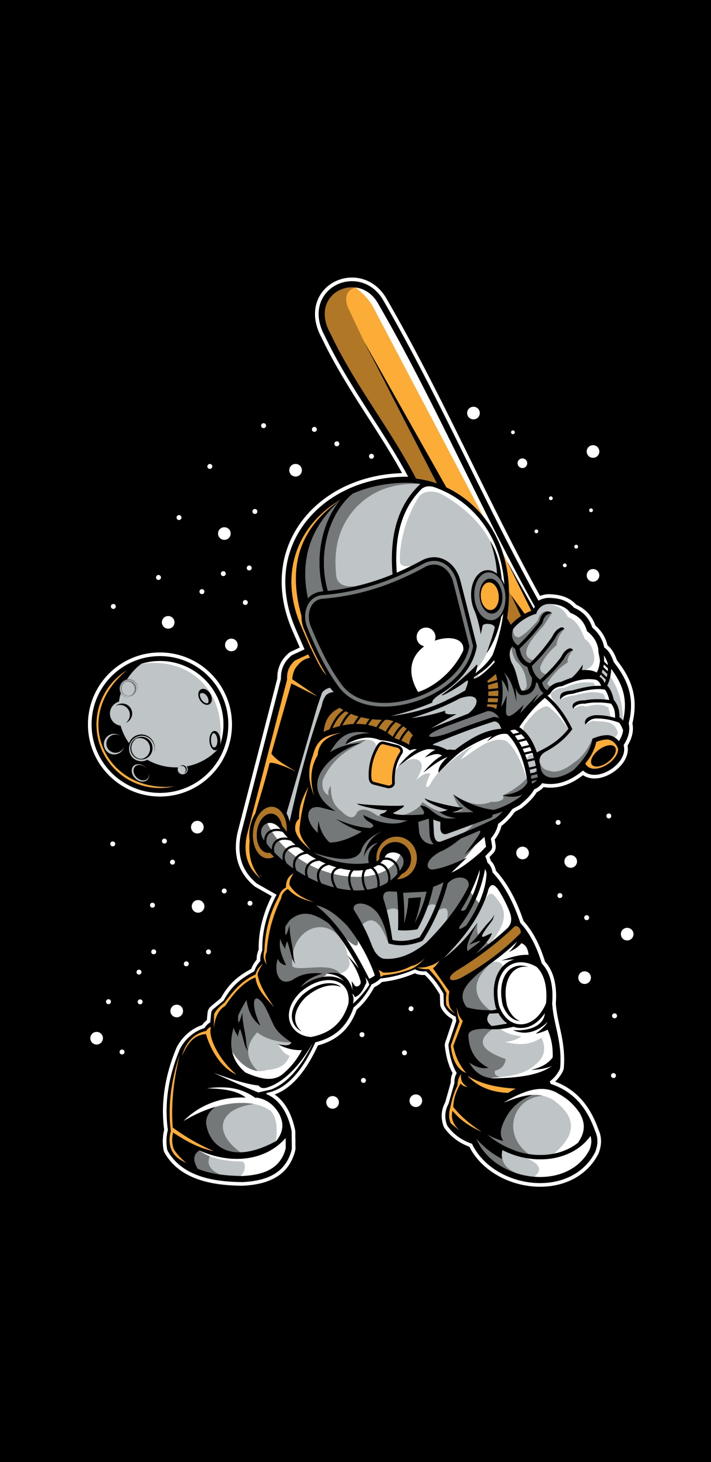 Cartoon-Astronauten-Baseball, Baseball, Cartoon, Zeichnung, Kunst. Wallpaper in 1440x2960 Resolution