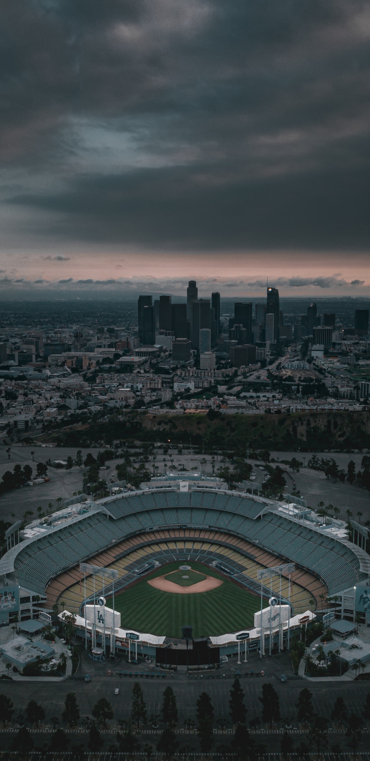 Aerial View of City Buildings During Night Time. Wallpaper in 1440x2960 Resolution