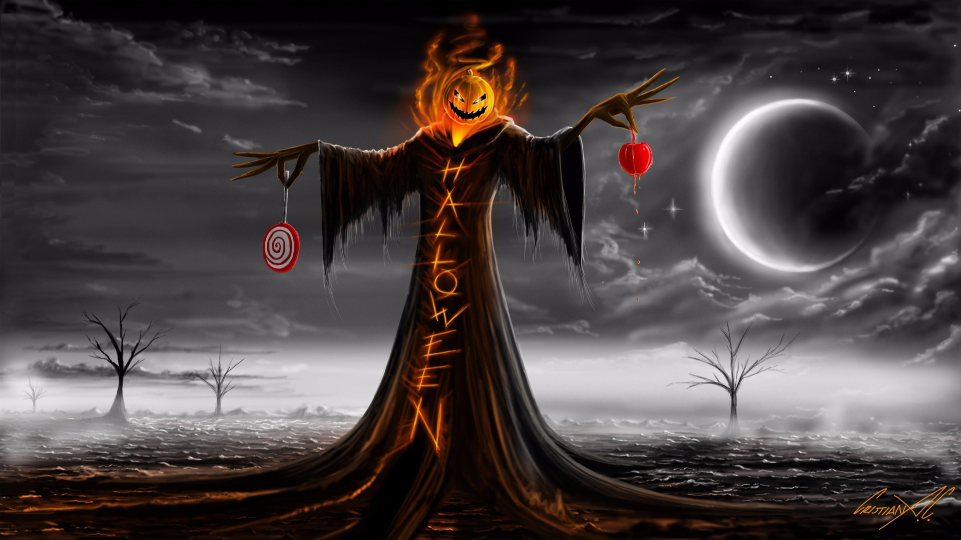 Tree, Darkness, Demon, Fictional Character, Halloween. Wallpaper in 1920x1080 Resolution