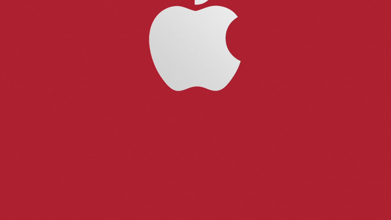 Red and White Apple Logo. Wallpaper in 1366x768 Resolution