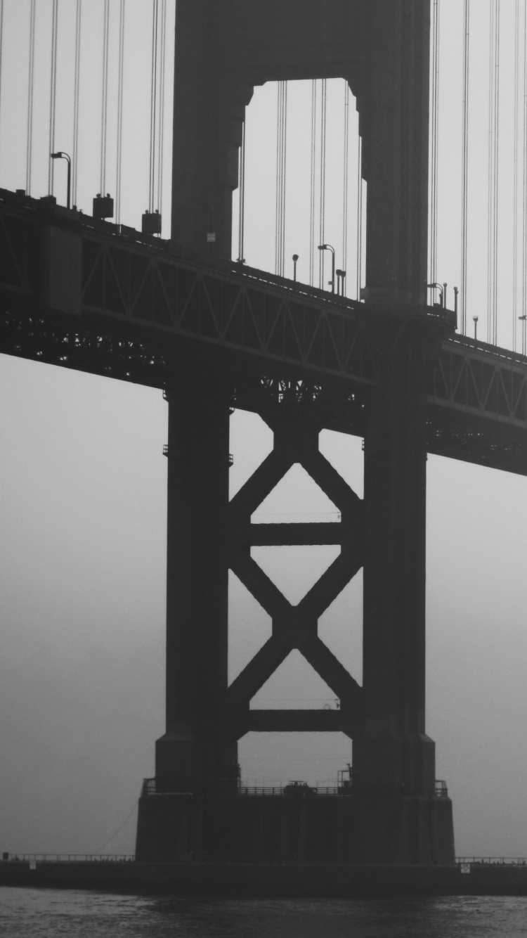 Foto en Escala de Grises Del Puente Sobre el Cuerpo de Agua. Wallpaper in 750x1334 Resolution