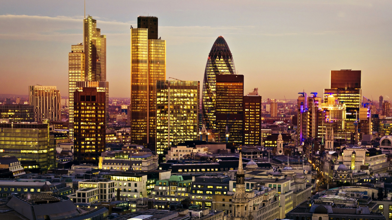 Skyline Der Stadt Bei Nacht Night. Wallpaper in 1280x720 Resolution