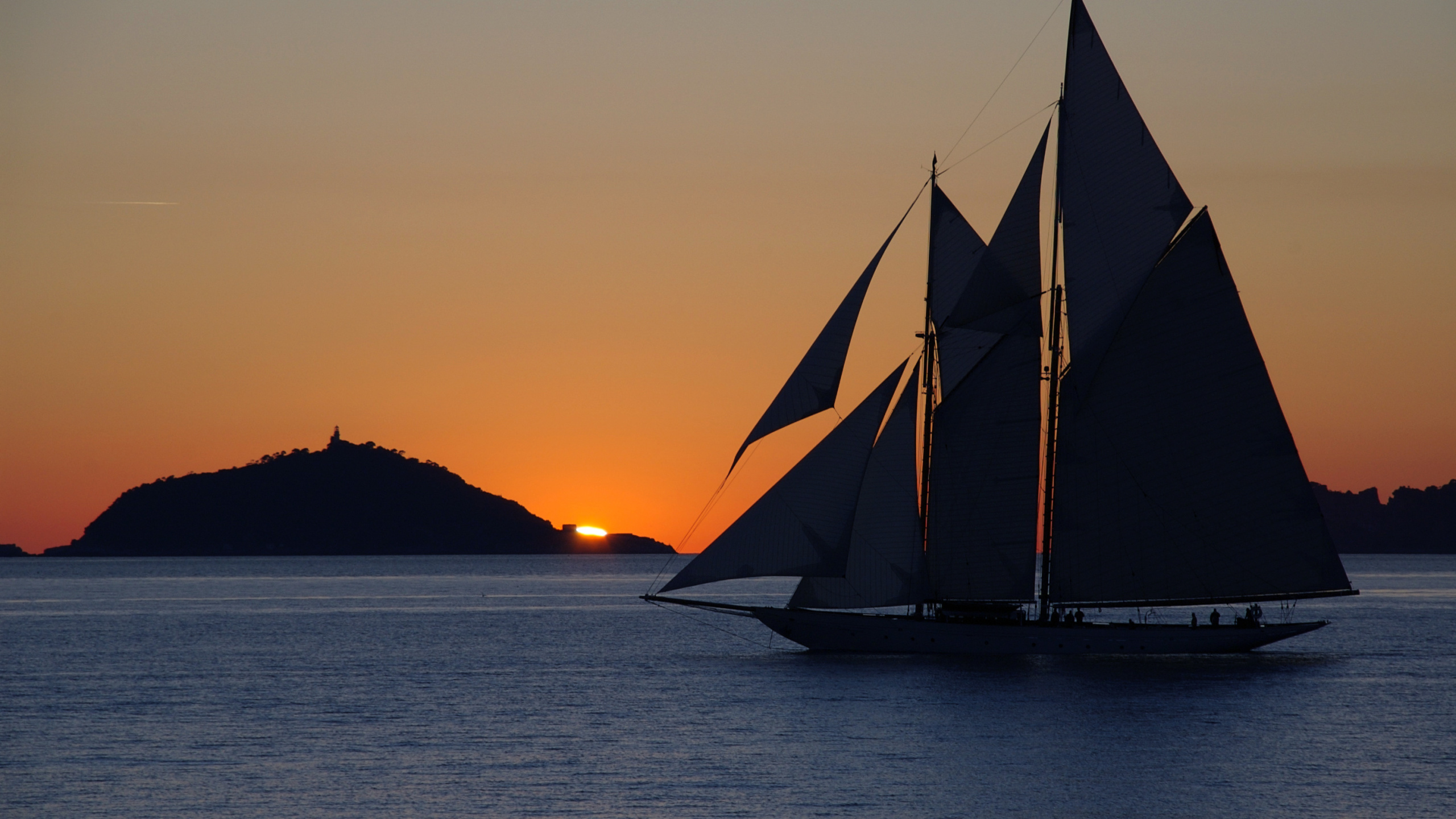 Sailboat on Sea During Sunset. Wallpaper in 2560x1440 Resolution