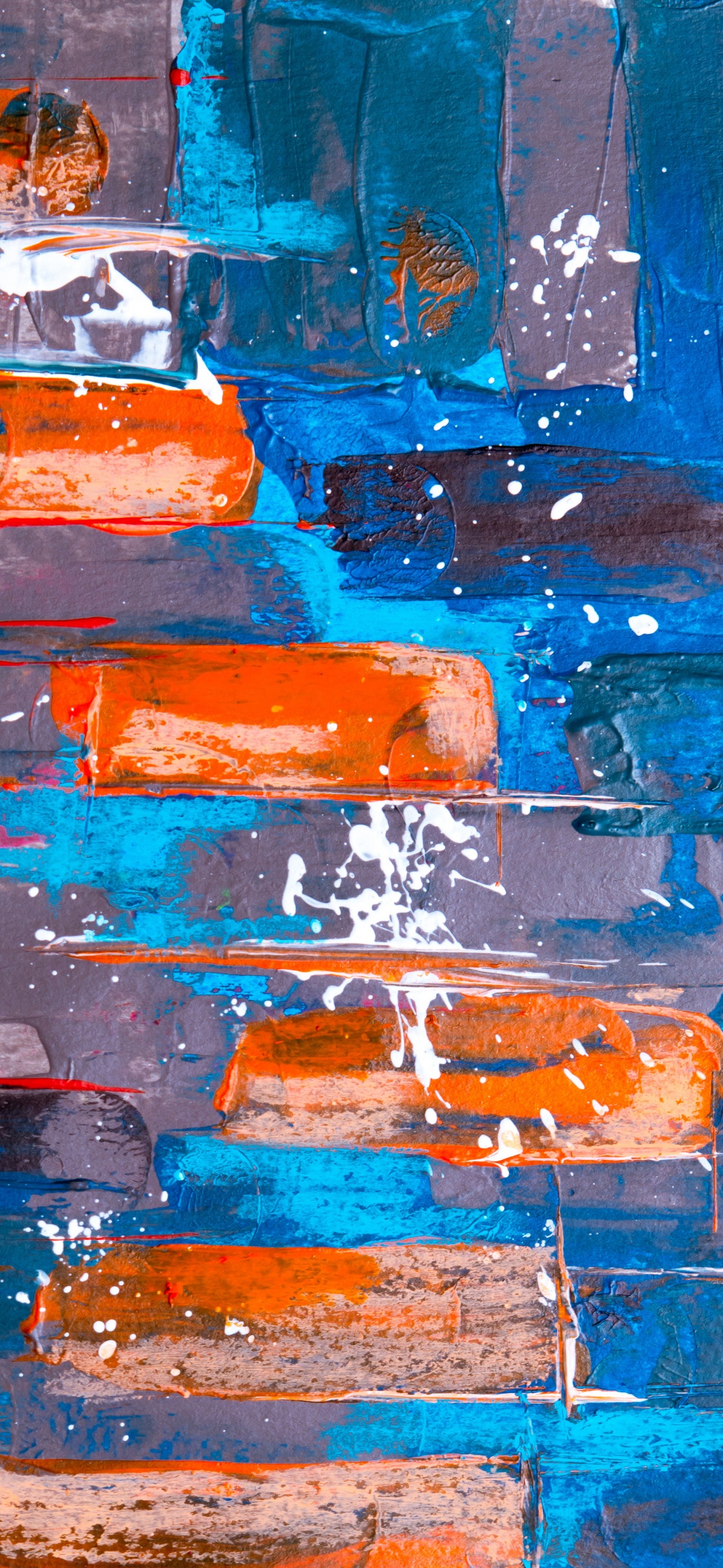 Blue and Orange Concrete Wall. Wallpaper in 1125x2436 Resolution