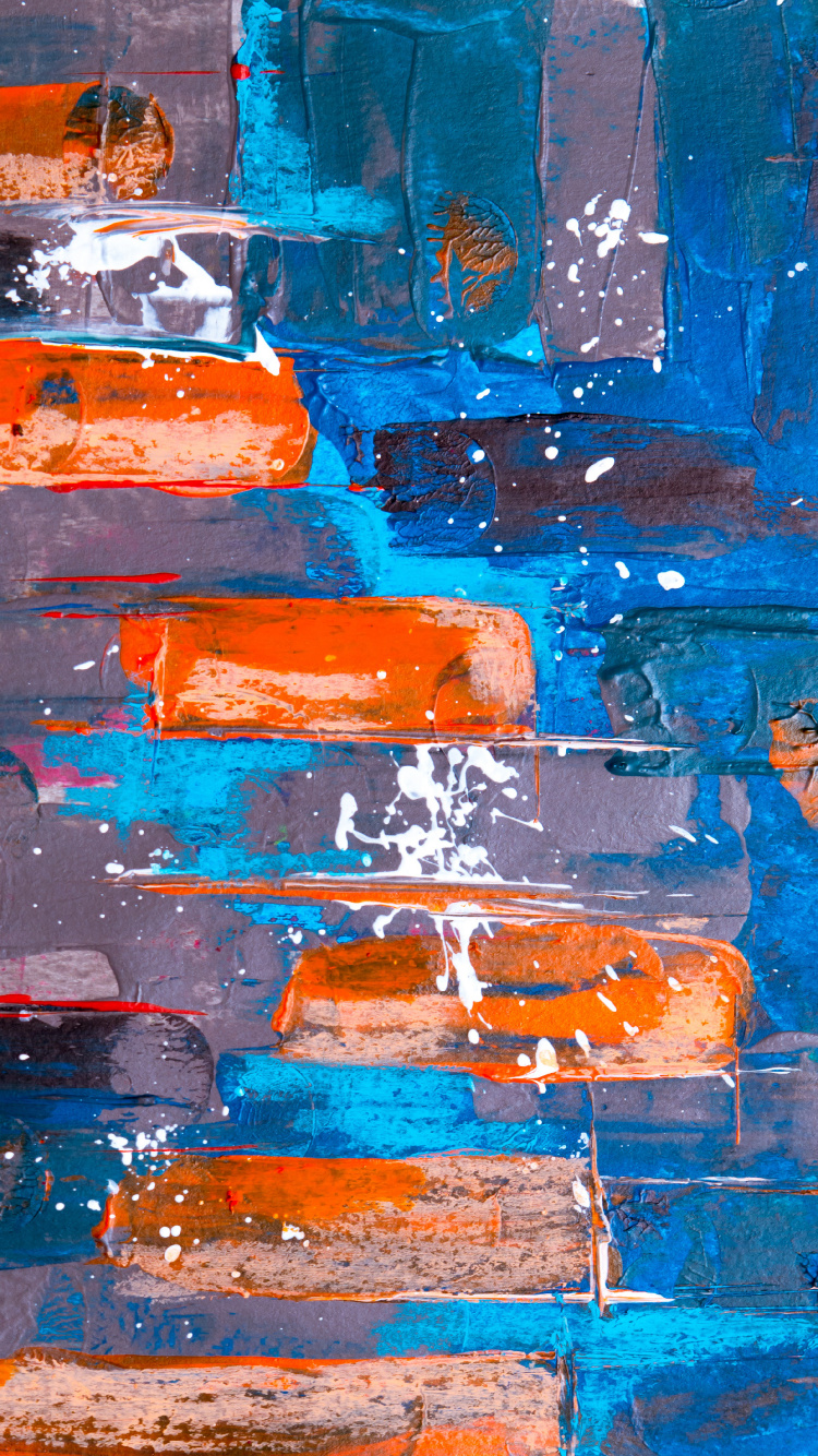 Blue and Orange Concrete Wall. Wallpaper in 750x1334 Resolution