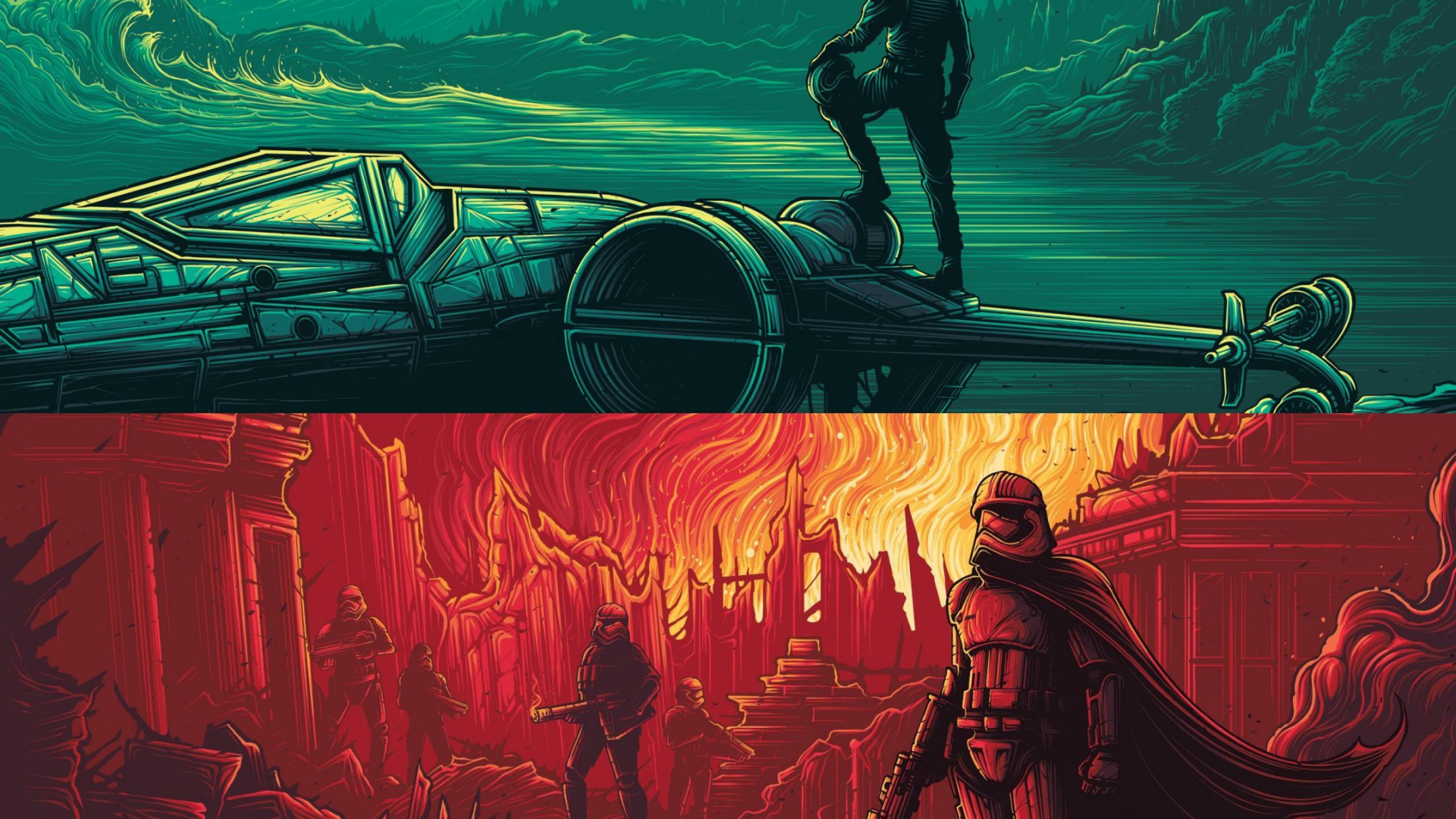 Star Wars, Rey, Cartel, Verde, Luz. Wallpaper in 1920x1080 Resolution