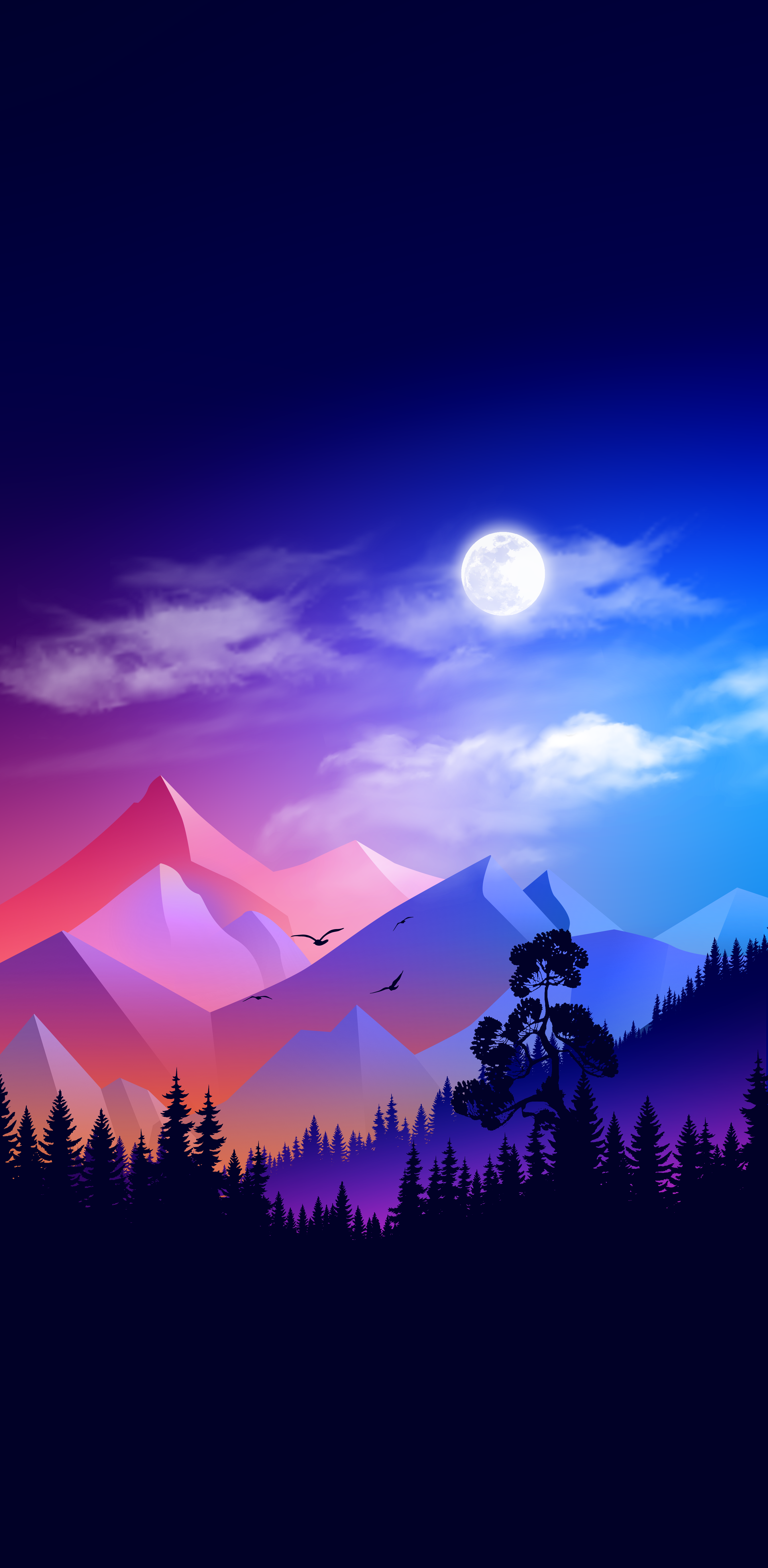 Fondos de Pantalla Dibujo, Ambiente, Montaña, Luna, Paisaje Natural,  Imágenes y Fotos Gratis