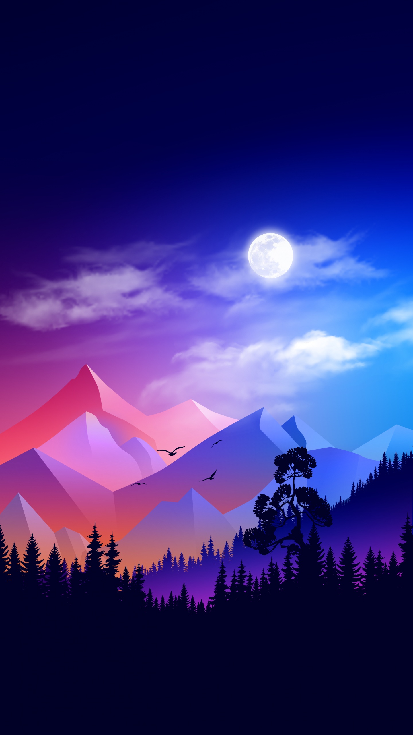 绘画, 气氛, 月亮, 自然景观, 自然环境 壁纸 1440x2560 允许